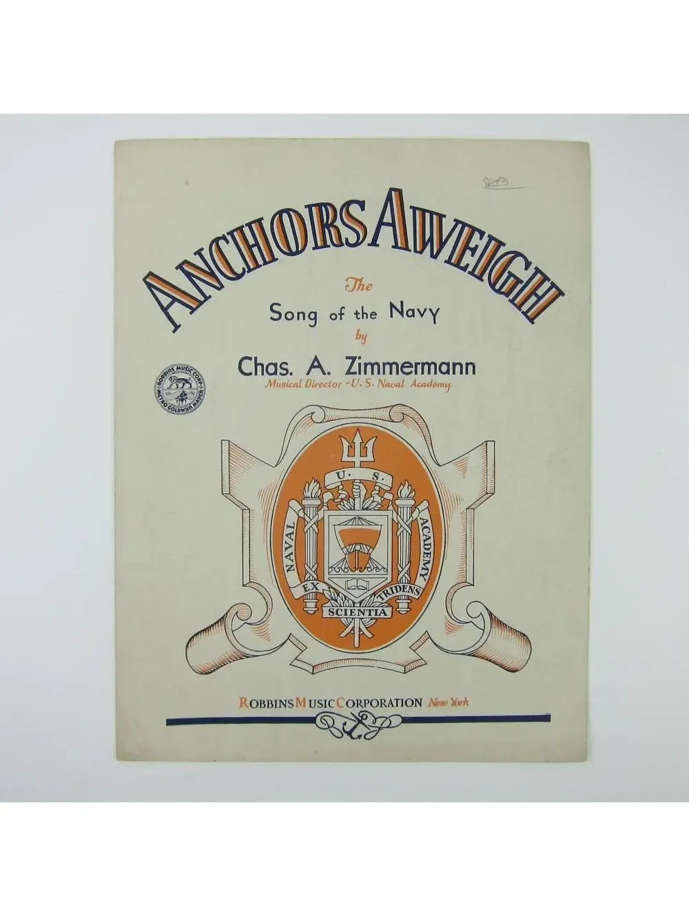 Sheet Music Anchors Aweigh Song Of The Navy Charles A Zimmermann Vintage 1930